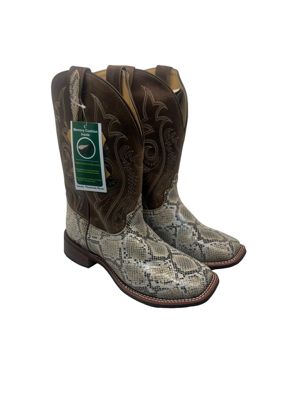 Smoky Mountain Men's Diamondback Cowboy Western Boot 4114 Brown/White Size 8.5EE